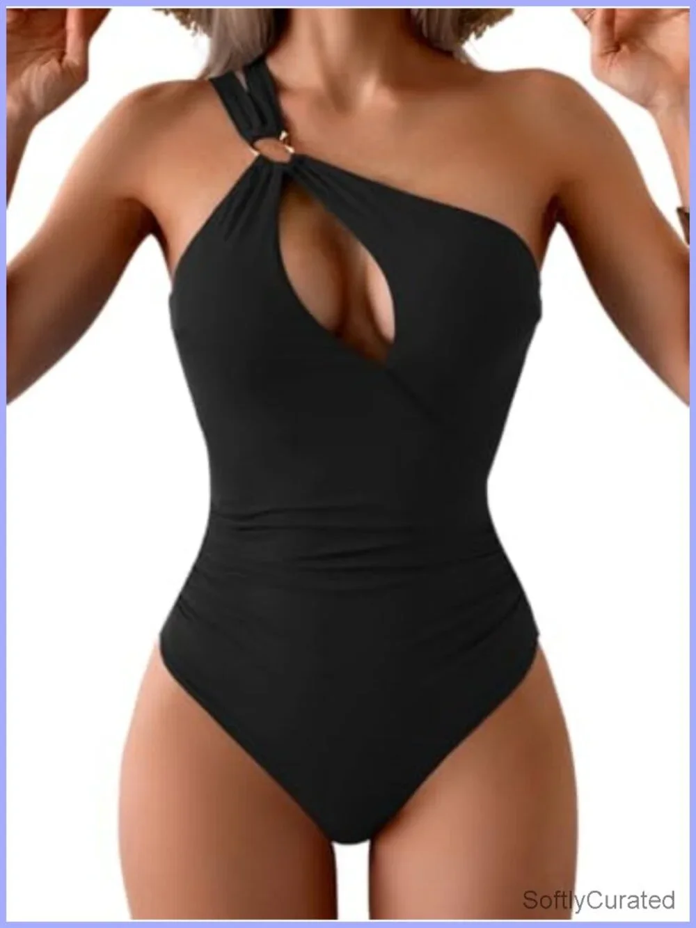 One Shoulder One Piece Swimsuit Cutout Tummy Control Bathing Suit